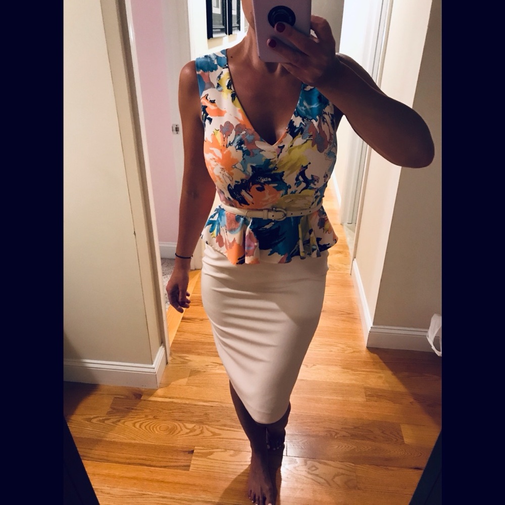 BEBE Peplum top dress